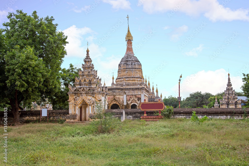 Ancient pagodas in the countryside from Bagan in Myanmar
