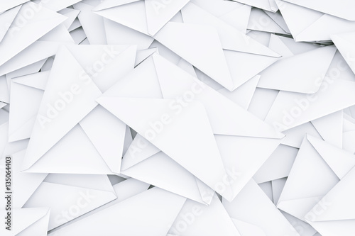 White Blank Envelope Letters Heap. 3d Rendering