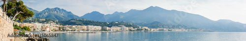 Fototapeta Naklejka Na Ścianę i Meble -  Panorama view of the coast of the Ligurian Sea. Menton, French Riviera, France.