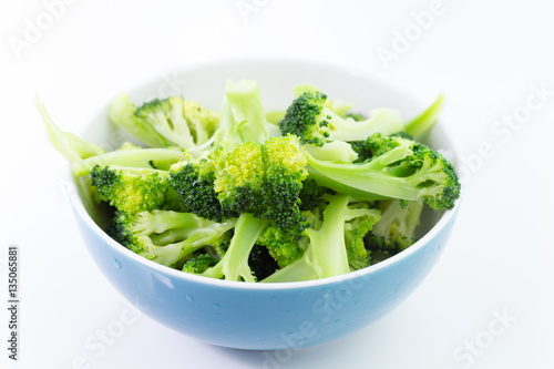 Fresh steamed broccoli in bowl