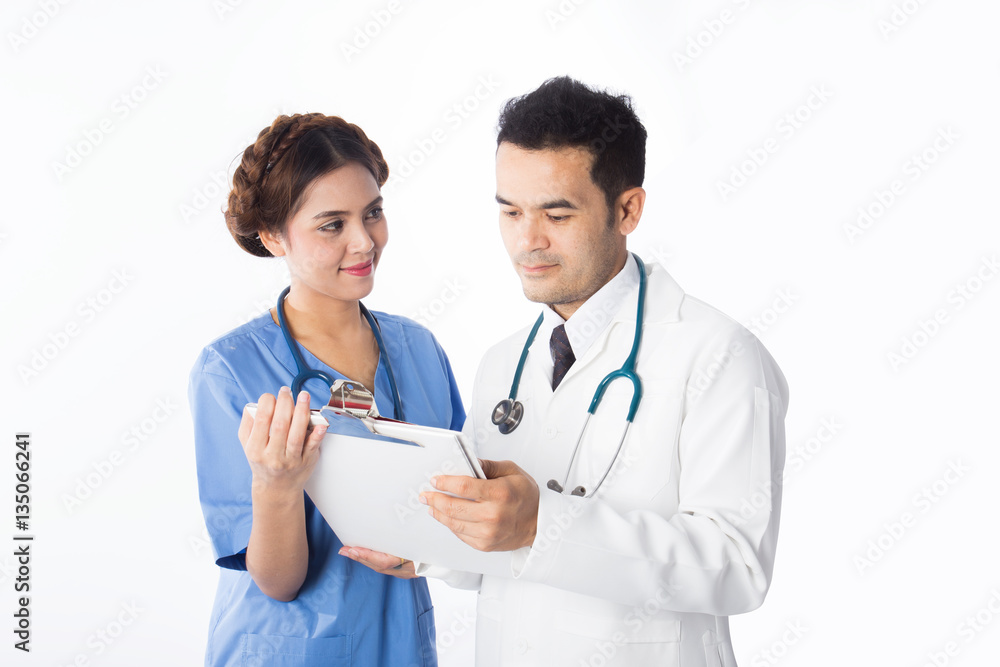 Doctor and Nurse portrait, heathcare concept ,isolated on white blackground Doctor and Nurse portrait, heathcare concept ,isolated on white blackground