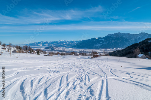 Swiss Winter - Tracks in snow © liamalexcolman