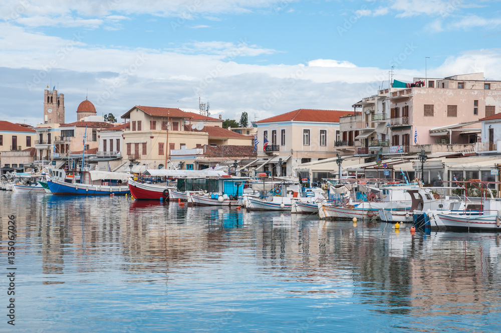 Harbour of Aegina town in Greece