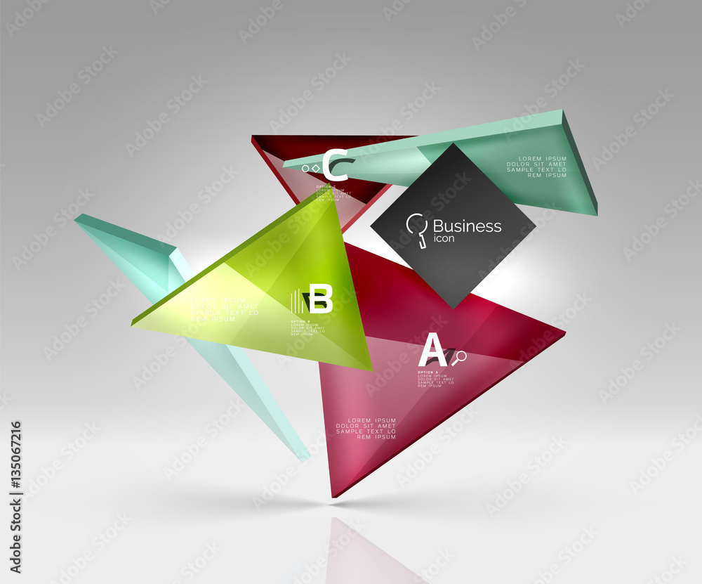 Vector glass triangles composition on grey 3d background Vector glass triangles composition on grey 3d background