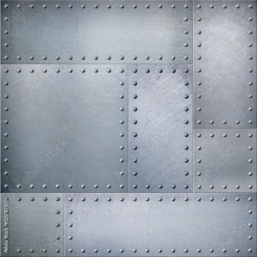 Metal plates with rivets steam punk background or texture