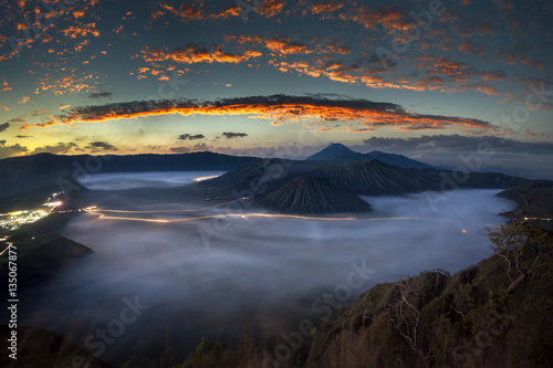 Mount Bromo volcano during sunrise  Tengger Semeru National Park  East Java  Indonesia.