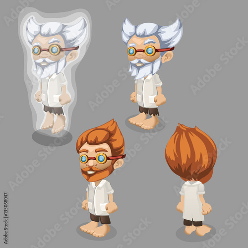 Two male characters scientists, cartoon people