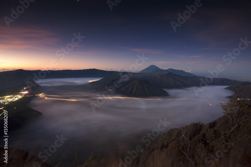 Mount Bromo volcano during sunrise, Tengger Semeru National Park, East Java, Indonesia.