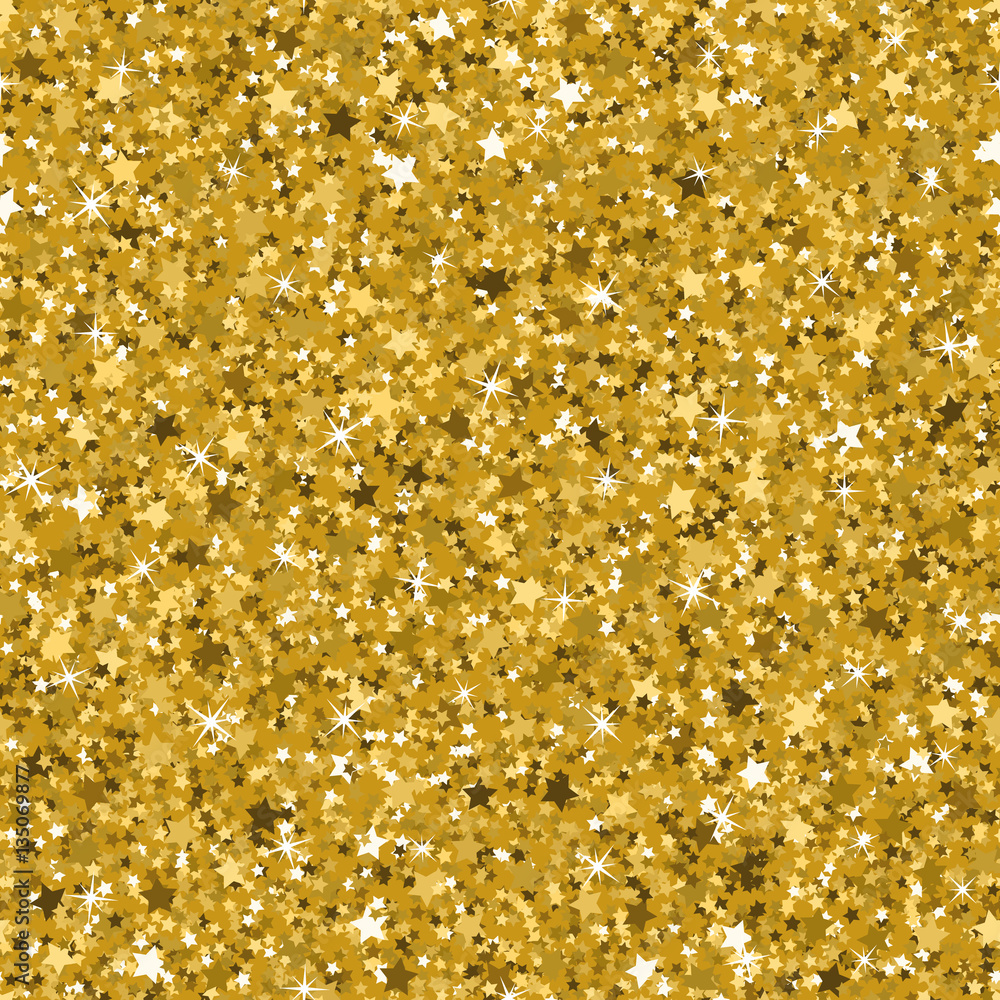 Seamless yellow gold glitter texture made with tiny stars. Seamless yellow gold glitter texture made with tiny stars.