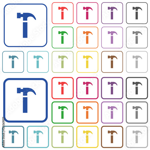 Hammer outlined flat color icons
