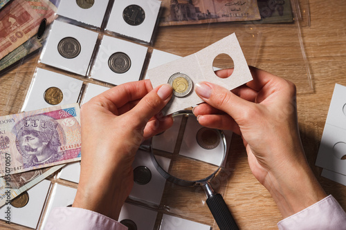 Polish zloty in the woman's hand