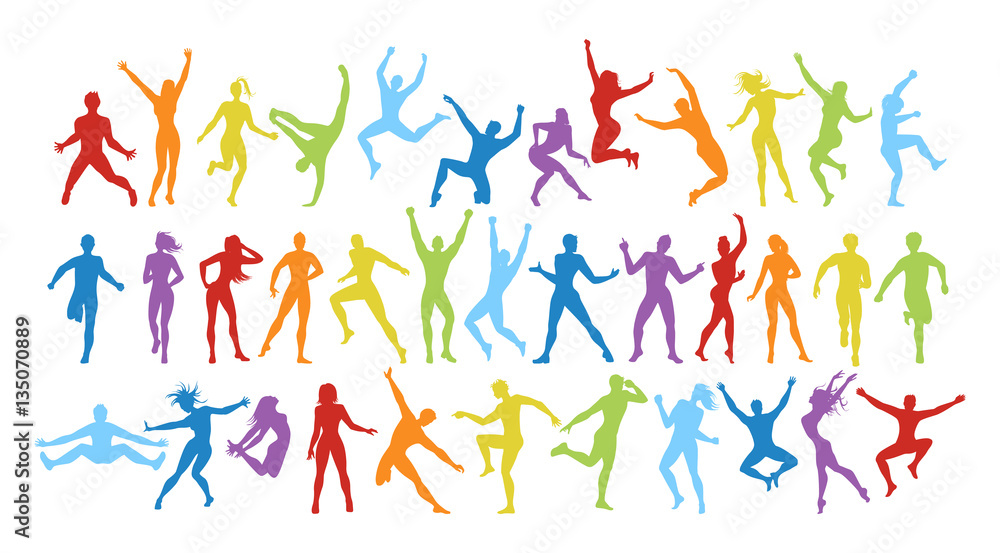 Isolated colorful dancers set on white background. Dance pose. Healthy lifestyle and getting energy. Isolated colorful dancers set on white background. Dance pose. Healthy lifestyle and getting energy.