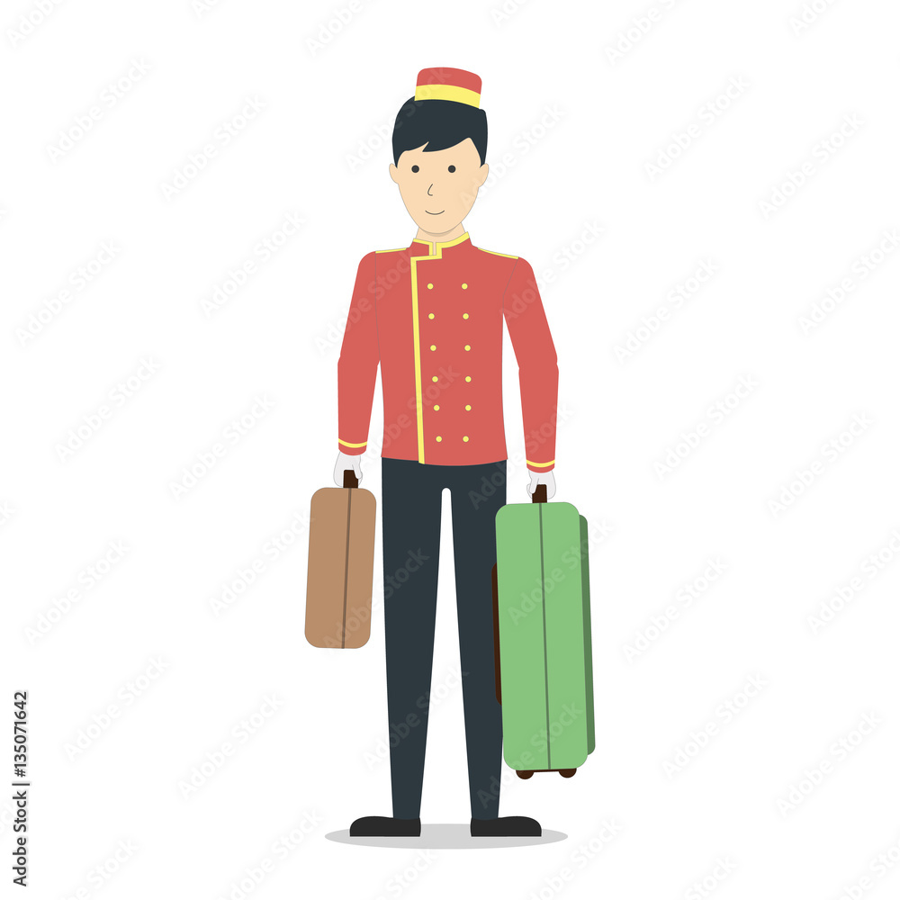 Isolated Hotel Porter On White Background Stock Vector Adobe Stock Isolated Hotel Porter On White Background Stock Vector Adobe Stock