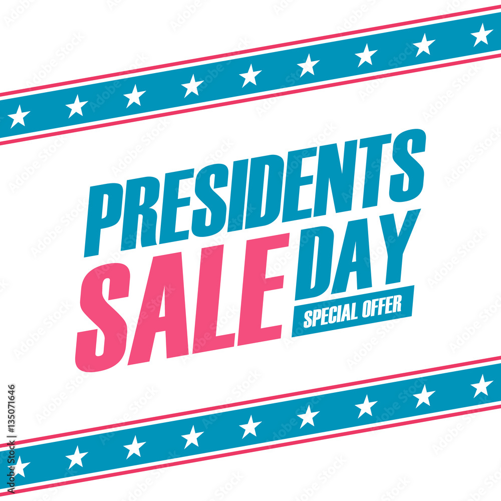 Presidents Day Sale special offer banner for business, promotion and advertising. Vector illustration.