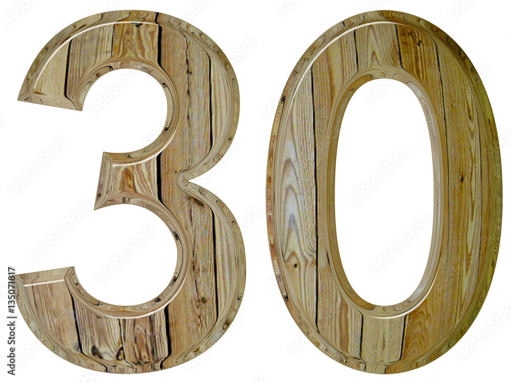 Numeral 30, thirty, isolated on white background, 3d render Numeral 30, thirty, isolated on white background, 3d render