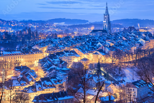 Bern Old Town snow covered in winter, Switzerland photo
