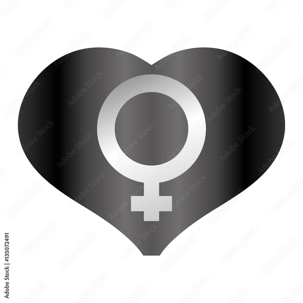 Obraz premium Shape heart with female symbol icon, vector illustration