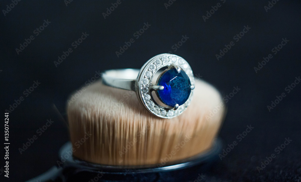silver ring with blue stone Stock Photo | Adobe Stock