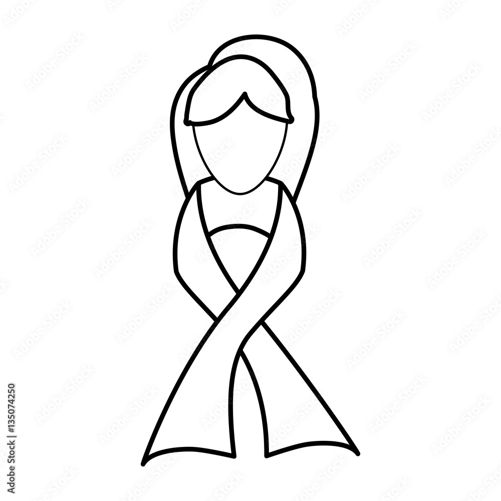 figure breast cancer ribbon with the head of woman icon image figure breast cancer ribbon with the head of woman icon image