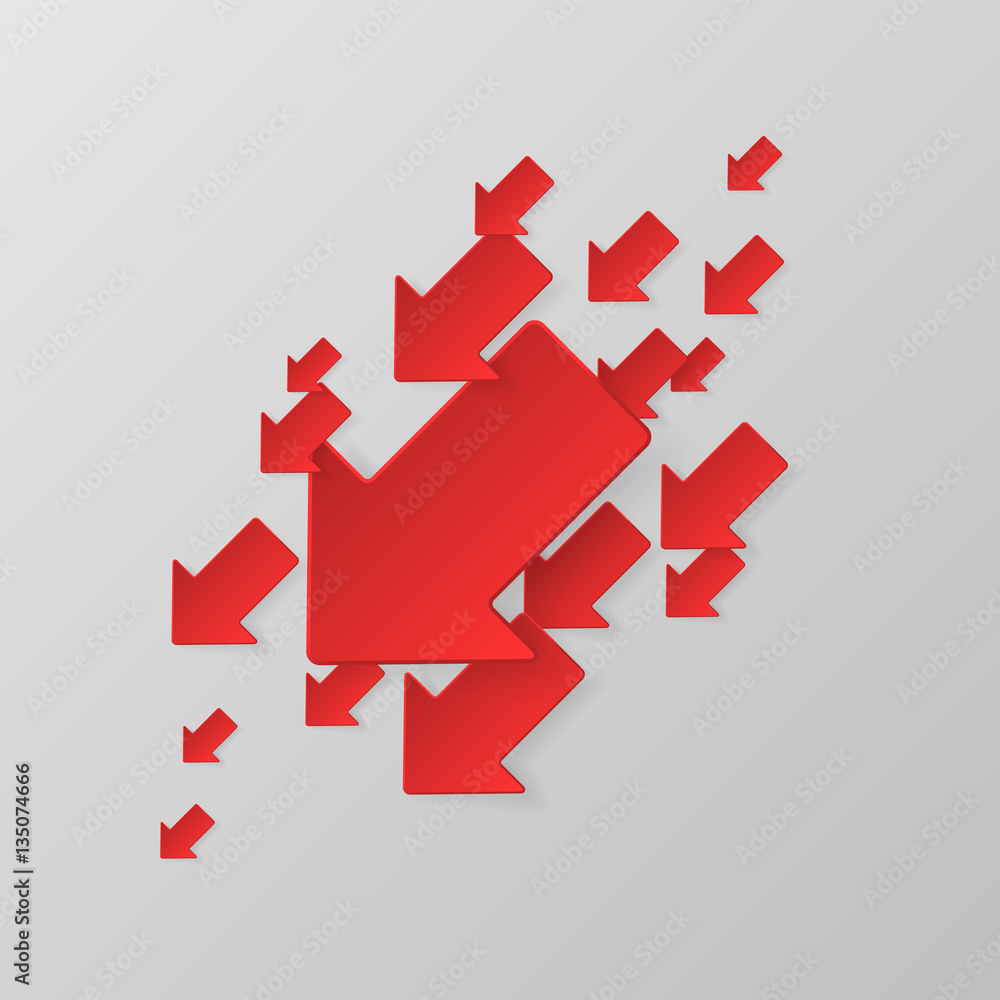 Large group of red arrows. Business concept. Vector illustration Large group of red arrows. Business concept. Vector illustration