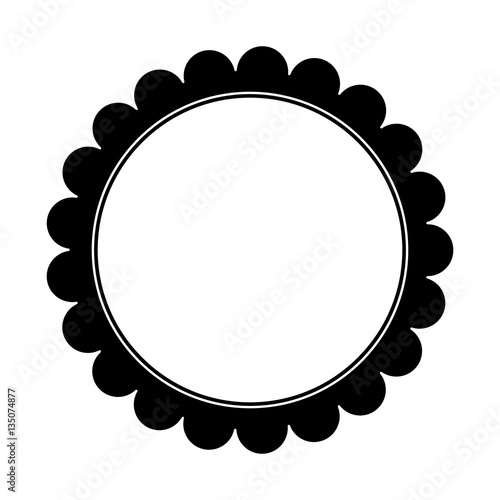 black flower shape label image, vector illustration design