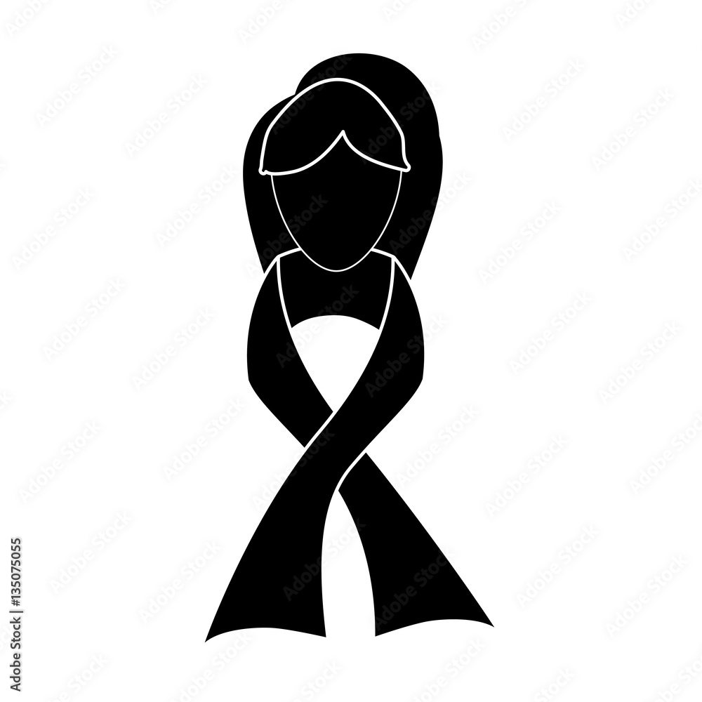 black breast cancer ribbon with the head of woman icon image black breast cancer ribbon with the head of woman icon image