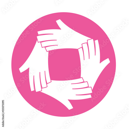 emblem hands together feminism related, vector illustration image