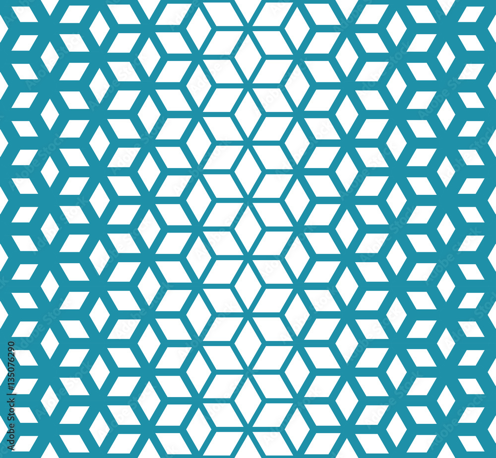 Fototapeta premium Abstract sacred geometry blue grid halftone cubes pattern