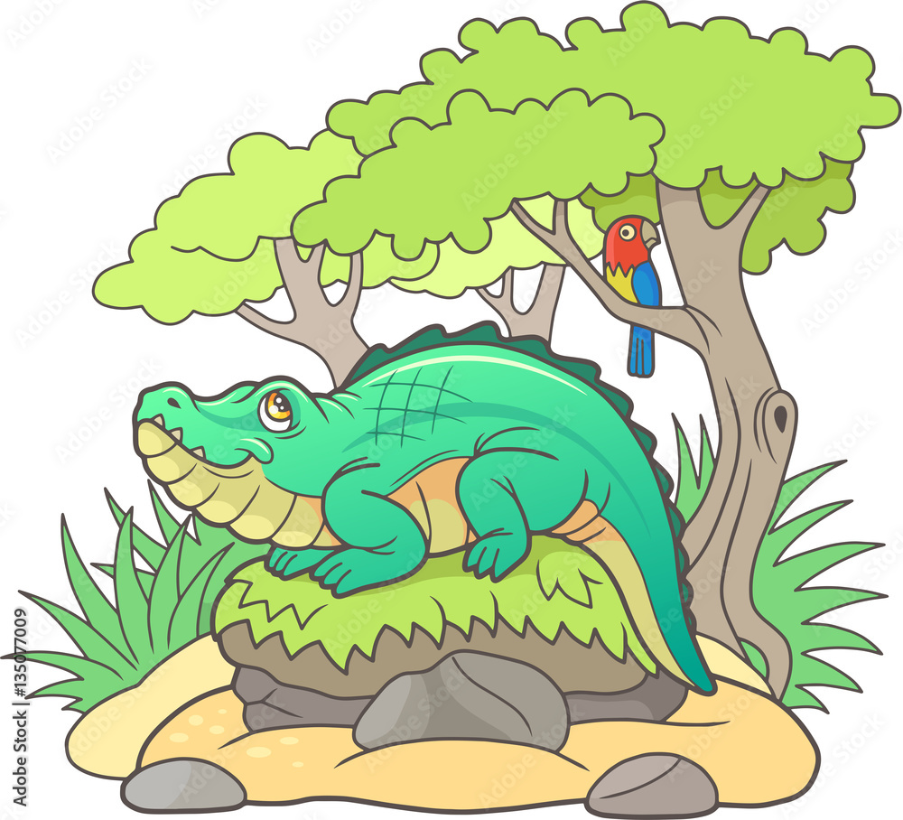 funny cartoon crocodile basking in the sun
funny cartoon crocodile basking in the sun