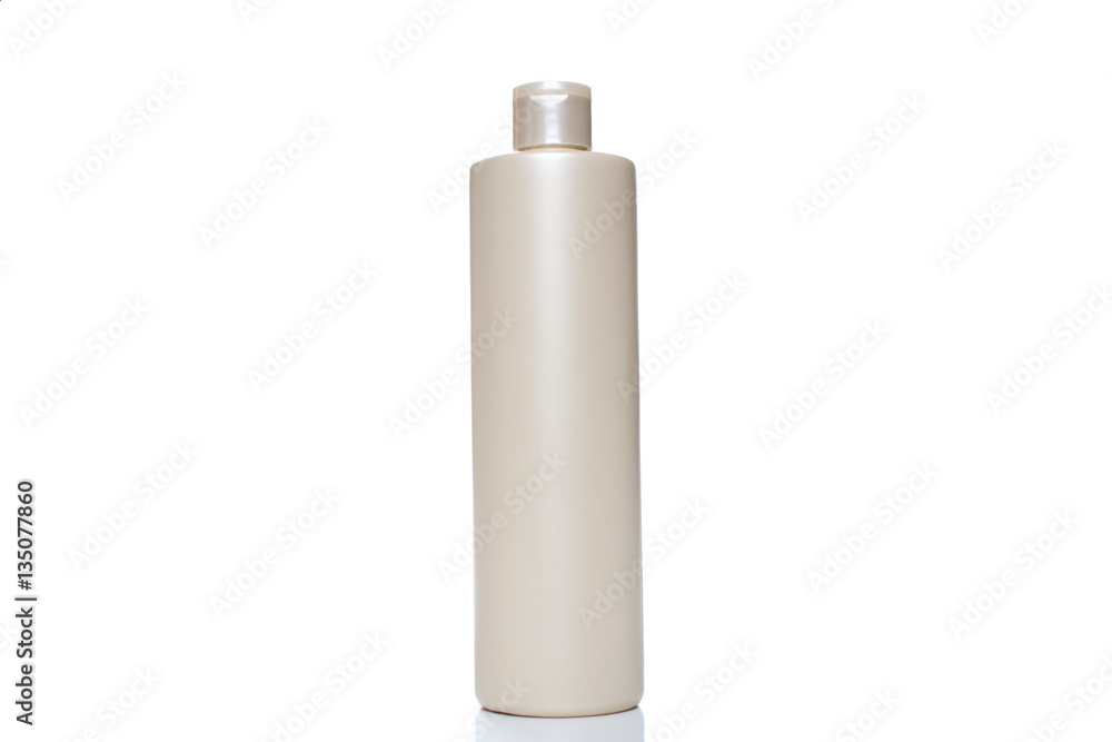 Cosmetic plastic bottle isolated on white background. Liquid con Cosmetic plastic bottle isolated on white background. Liquid con