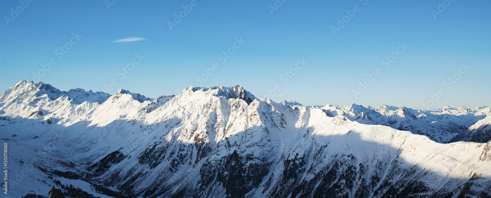 Fototapeta premium Panorama of the Alps winter morning, Ischgl, Austria