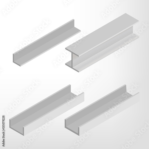 Steel beam isometric vector illustration.