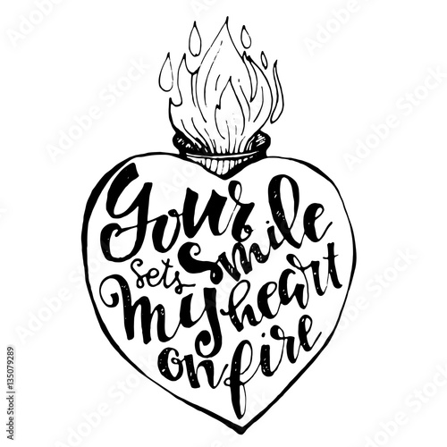 Handdrawn vector diy doodle illustration of heart filled with letters. 