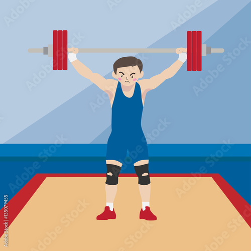 Weightlifting athletic sport vector cartoon illustration set