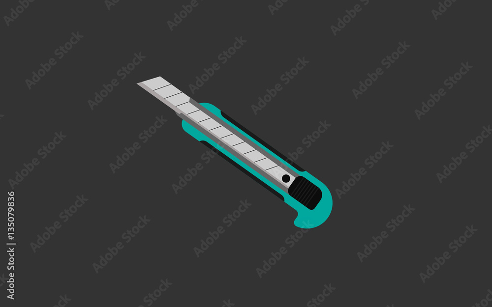 Obraz premium Paper knife flat icon Vector.
