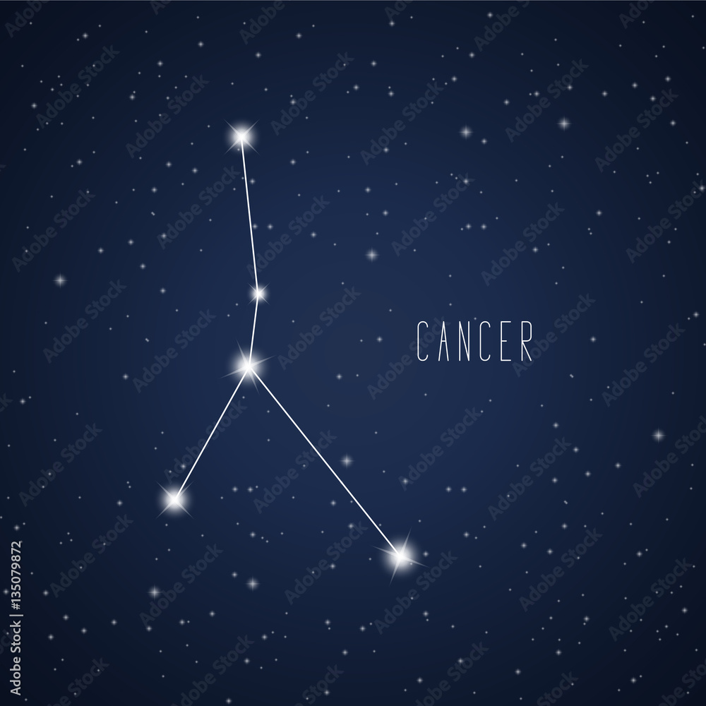 Vector illustration of Cancer constellation on the background of starry sky