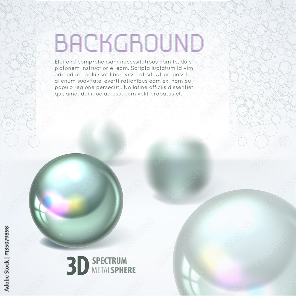 Abstract metal sphere background with focus effect