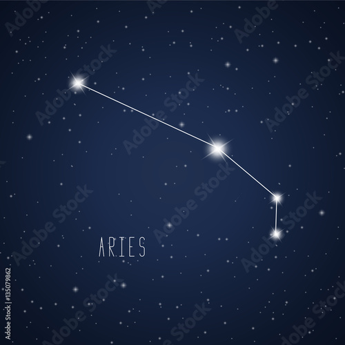 Vector illustration of Aries constellation on the background of starry sky