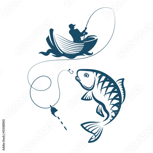 Fisherman catches a fish