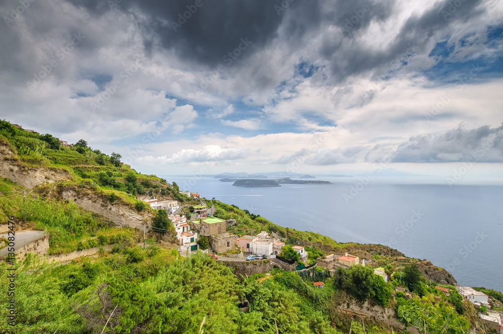 Aerial scenic view, Ischia Island, Italy