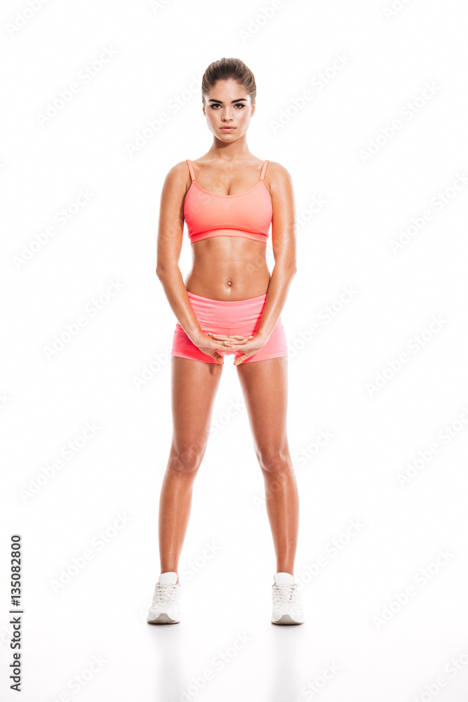Portrait of a young sexy woman standing and stretching hands Portrait of a young sexy woman standing and stretching hands