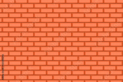 Cartoon hand drown orange realistic seamless brick wall texture. Vector illustration