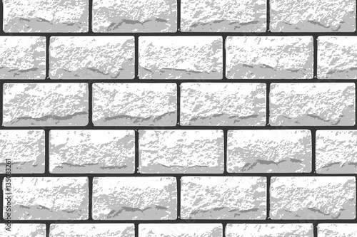 Vector realistic seamless texture of white brick wall. Vector illustration