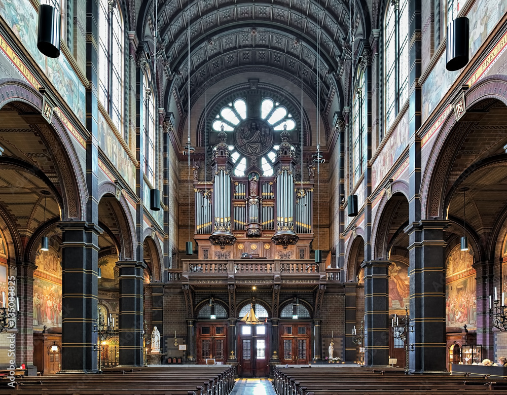 Interior of Basilica of St. Nicholas (Nicolaaskerk) in Amsterdam, the city's major Catholic church, Netherlands