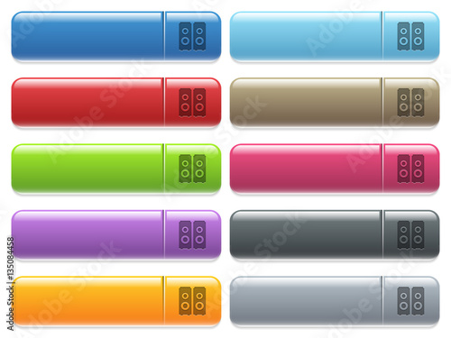 Speakers icons on color glossy, rectangular menu button