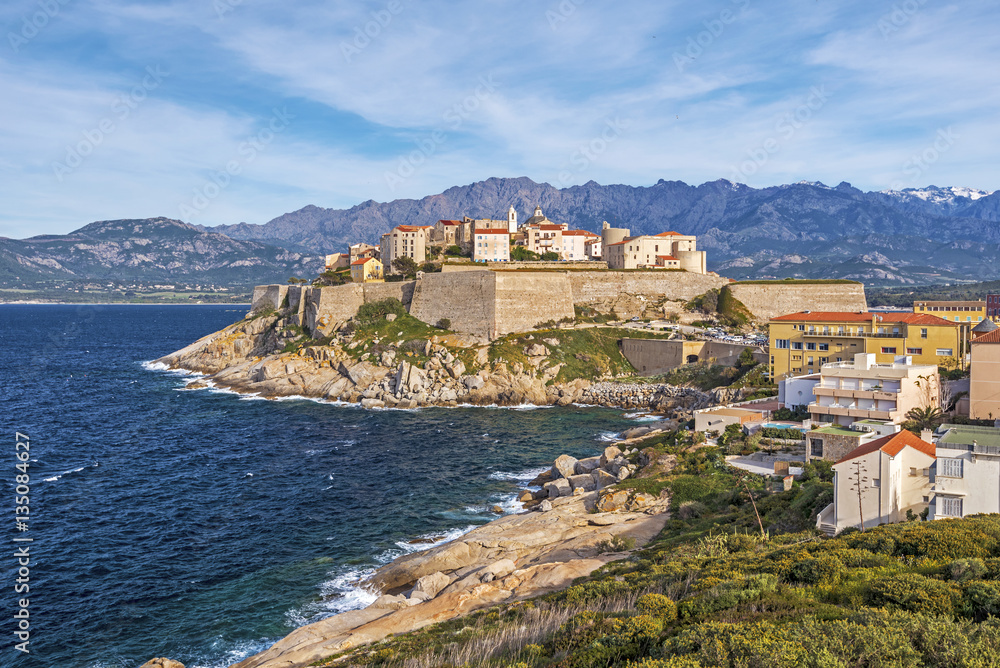 Calvi Citadel seen from Revellata Peninsula in Corsica