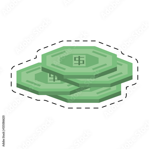 green coins money cash cut line vector illustration eps 10