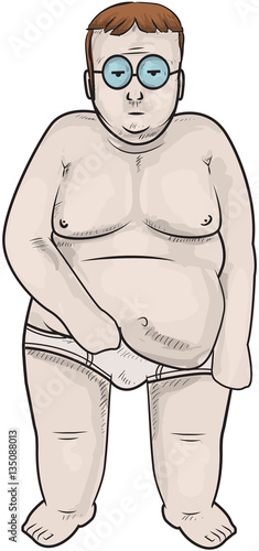 Fat guy holding his belly