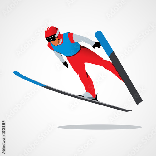 Jumping skier sport
