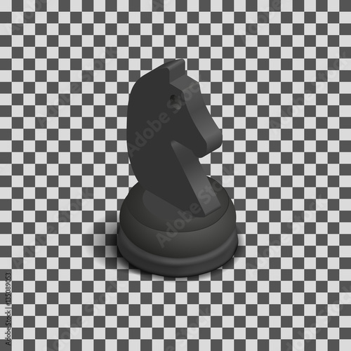 Black horse chess piece isometric, vector illustration.